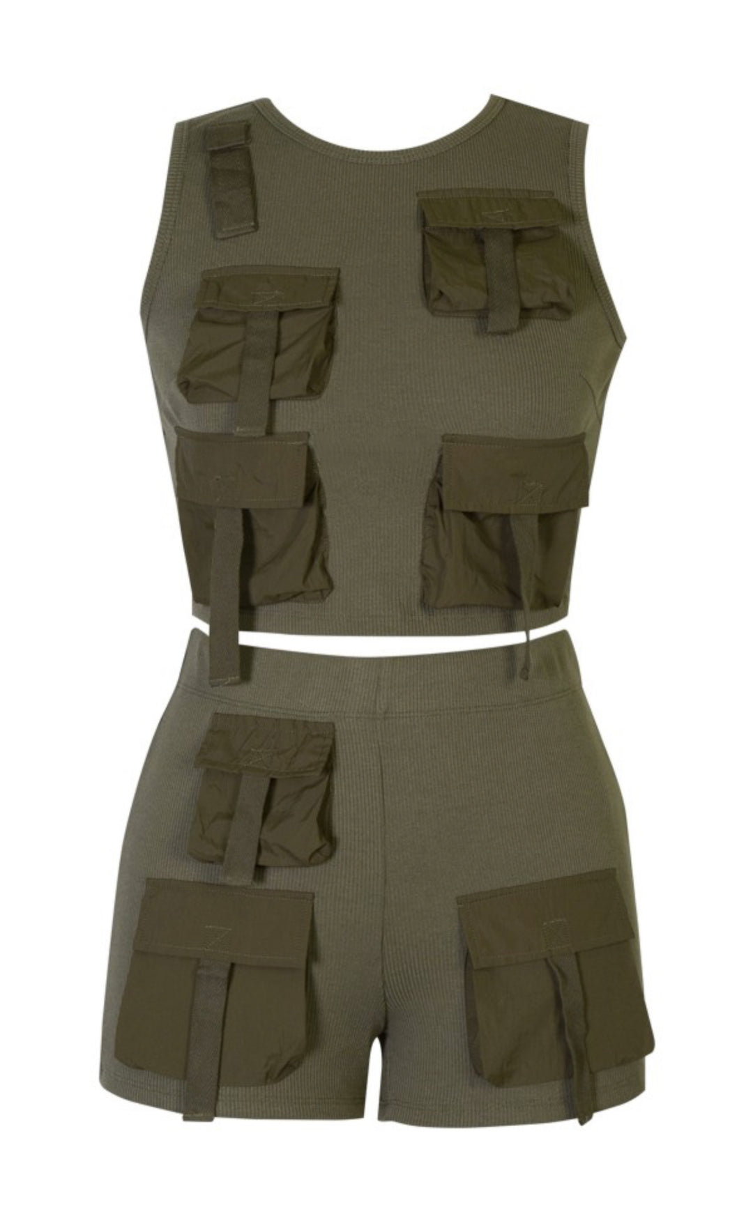 Dixie Ribbed Knitted Two Piece Set With Cargo Pockets