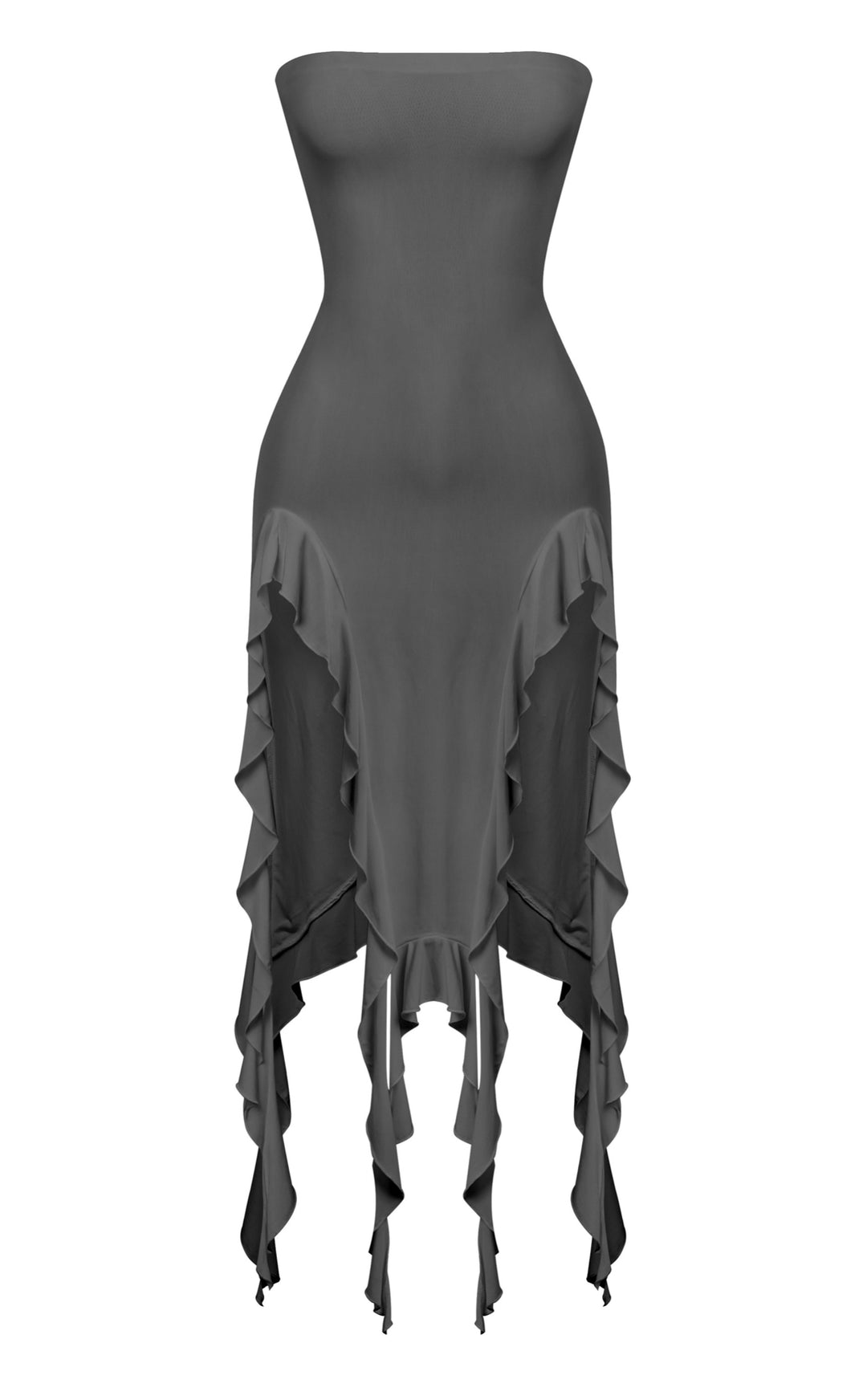 Kylie Strapless Mini Ruffled Asymmetrical Dress