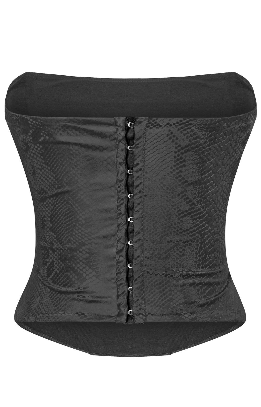 Daisy Strapless Leather Snake Print Corset Crop Top
