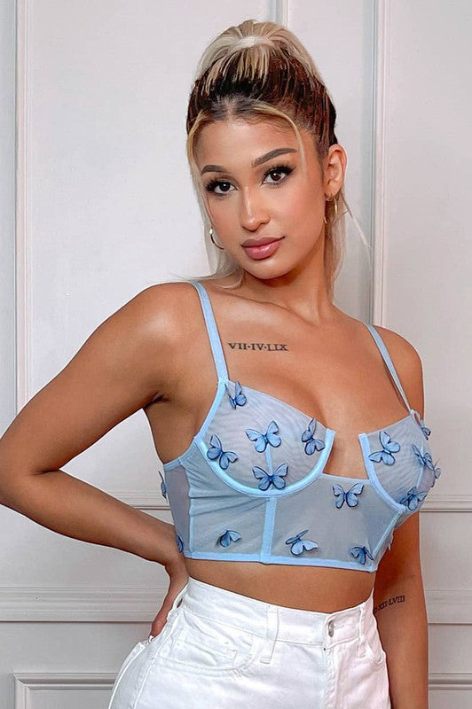 Kendall Butterfly Corset Top (Blue) – Style Baby OMG Fashion Boutique