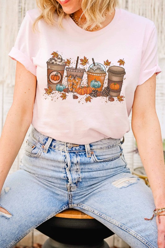 FALL PUMPKIN SPICE LATTE GRAPHIC TEE PLUS SIZE - Style Baby OMG Fashion Boutique - Stylebabyomg - Buy - Aesthetic Baddie Outfits - Babyboo - OOTD - Shie 