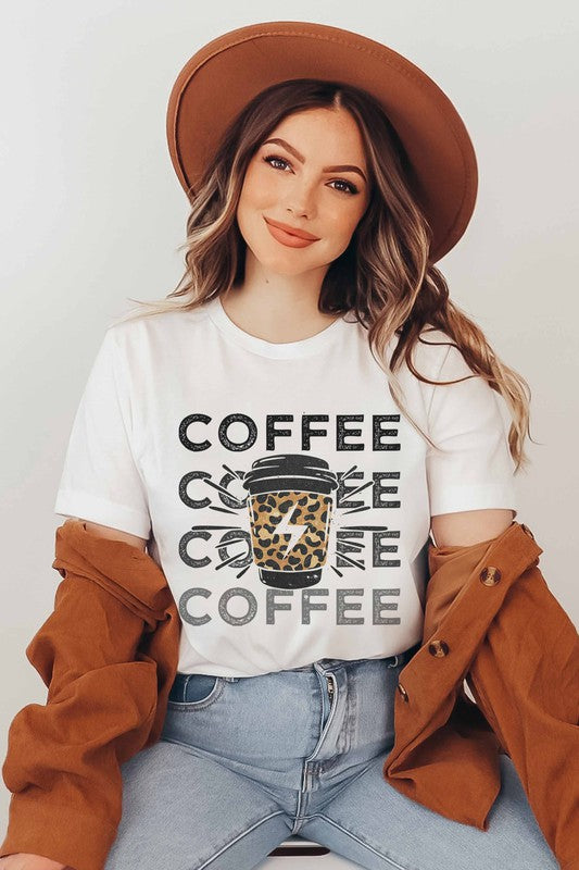 COFFEE LIGHTING LEOPARD GRAPHIC TEE - Style Baby OMG Fashion Boutique - Stylebabyomg - Buy - Aesthetic Baddie Outfits - Babyboo - OOTD - Shie 