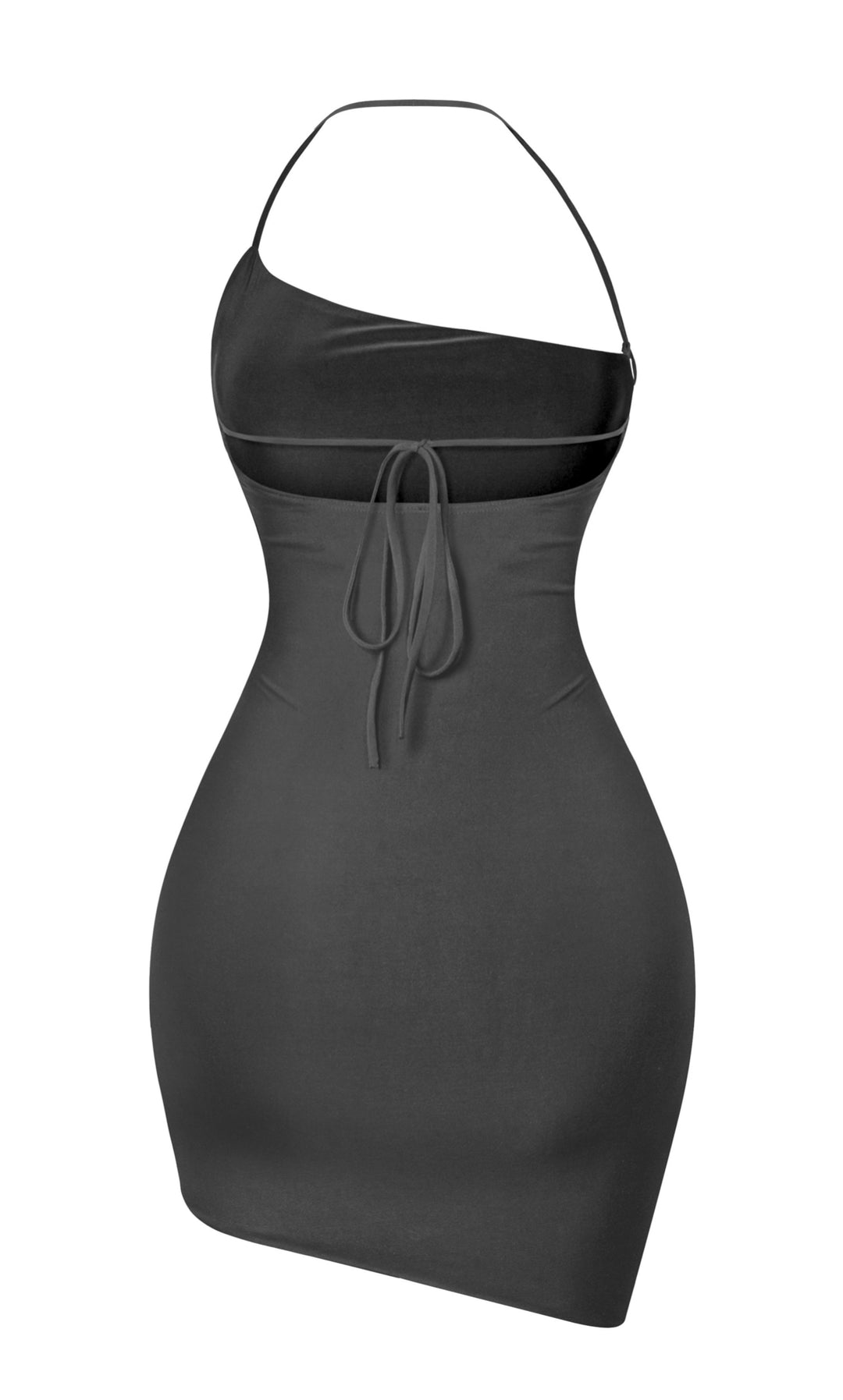 Bailey Sleeveless Spaghetti Asymmetrical Black Mini Dress