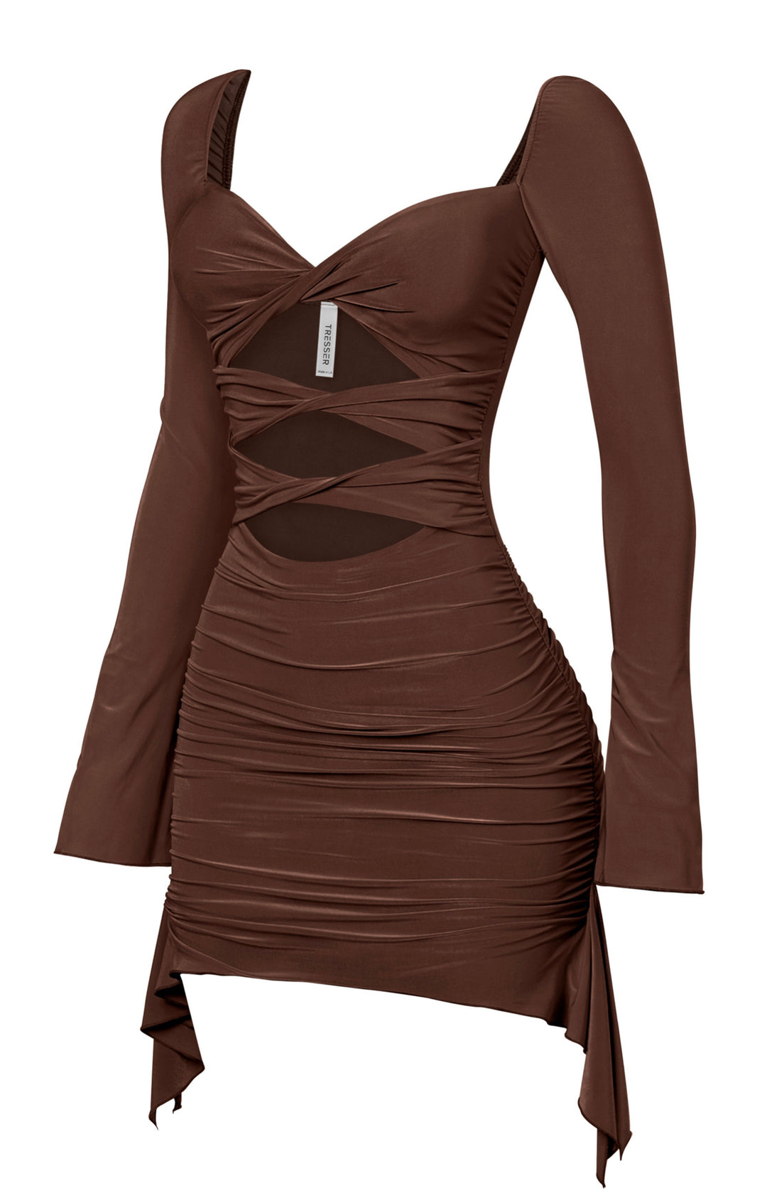 Monica Long Sleeve Front Twist Cutouts Mini Dress
