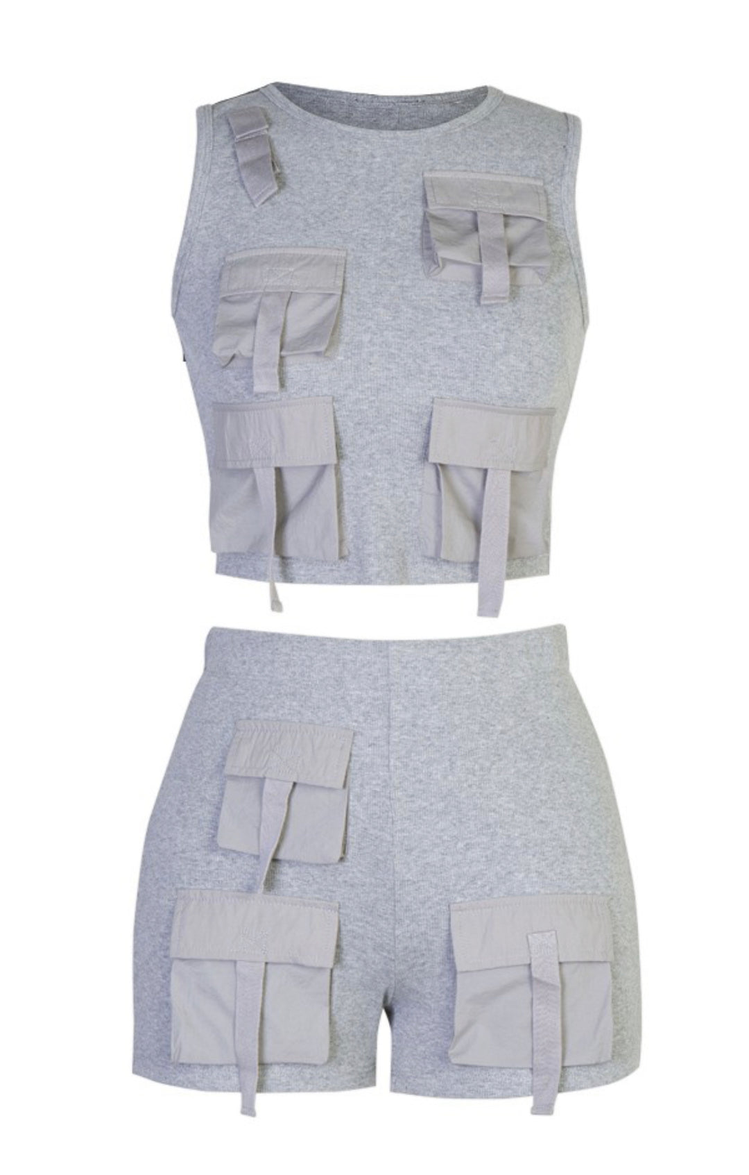 Dixie Ribbed Knitted Two Piece Set With Cargo Pockets