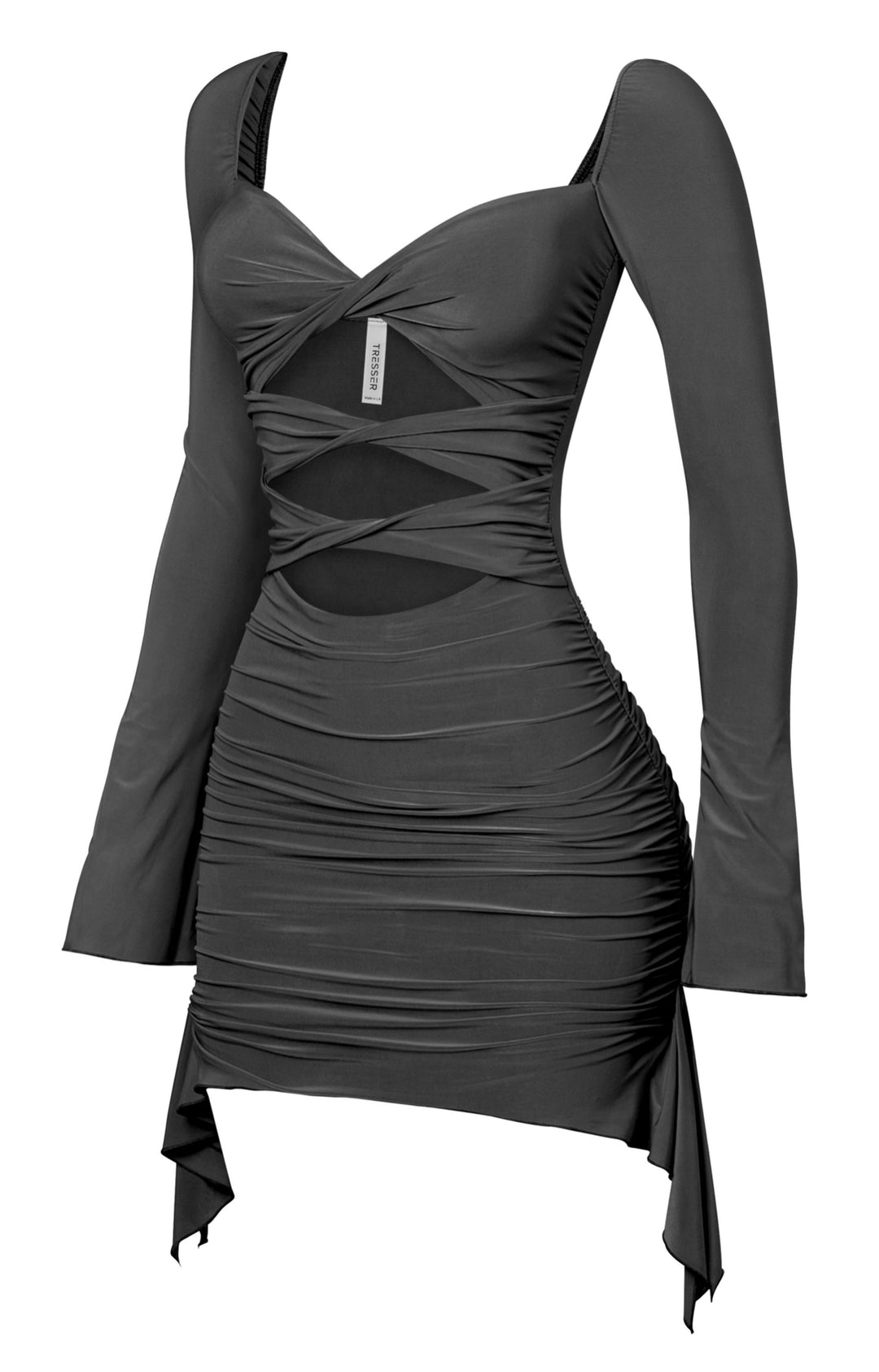 Monica Long Sleeve Front Twist Cutouts Mini Dress