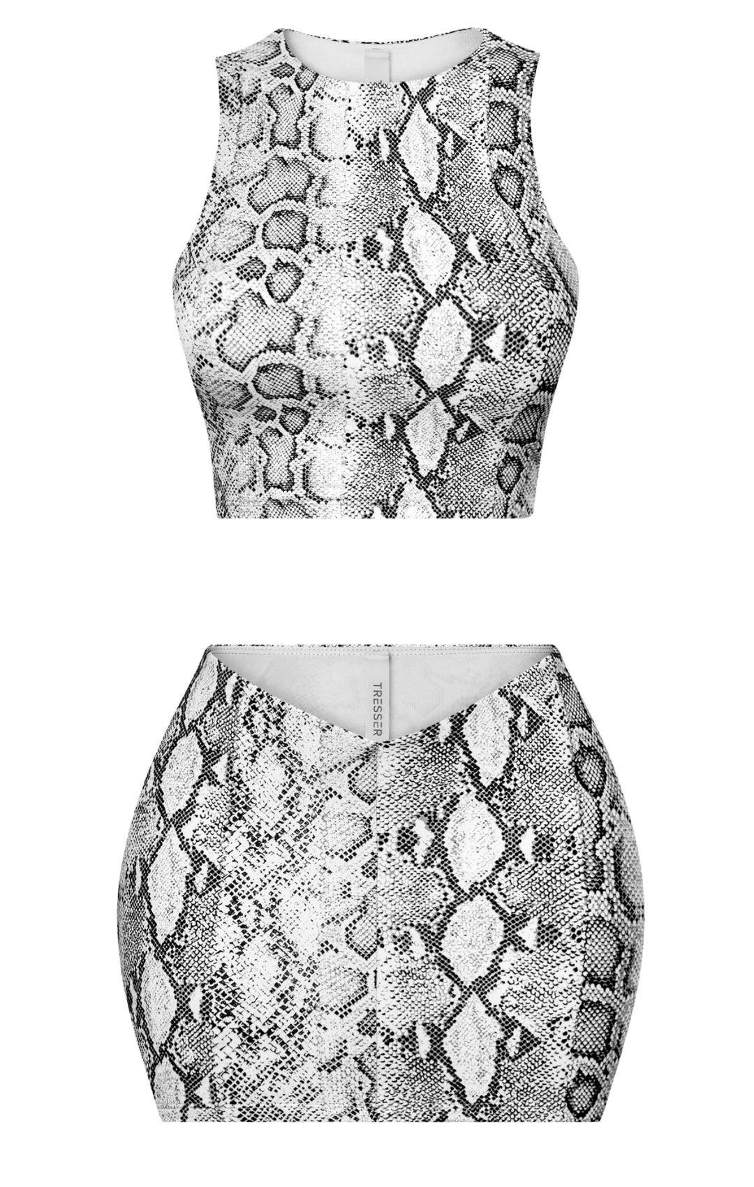 Crystal Snake Print Crop Top & Mini Skirt Set
