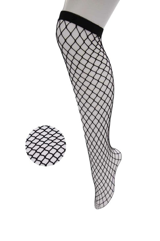 Large Gauge Stretch Fishnet Stocking Knee Socks - Style Baby OMG Fashion Boutique - Stylebabyomg - Buy - Aesthetic Baddie Outfits - Babyboo - OOTD - Shie 