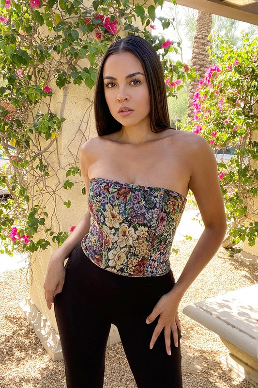 Diamonta Floral Corset Top - Style Baby OMG Fashion Boutique - Stylebabyomg - Buy - Aesthetic Baddie Outfits - Babyboo - OOTD - Shie 