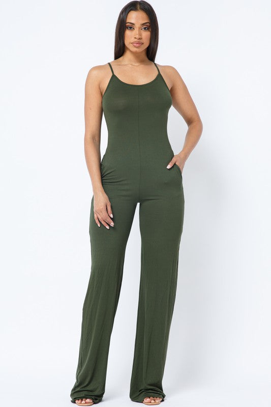 BILLIE SPAGHETTI STRAP SOLID OVER SIZED LEG JUMPSUIT - Style Baby OMG Fashion Boutique - Stylebabyomg - Buy - Aesthetic Baddie Outfits - Babyboo - OOTD - Shie 