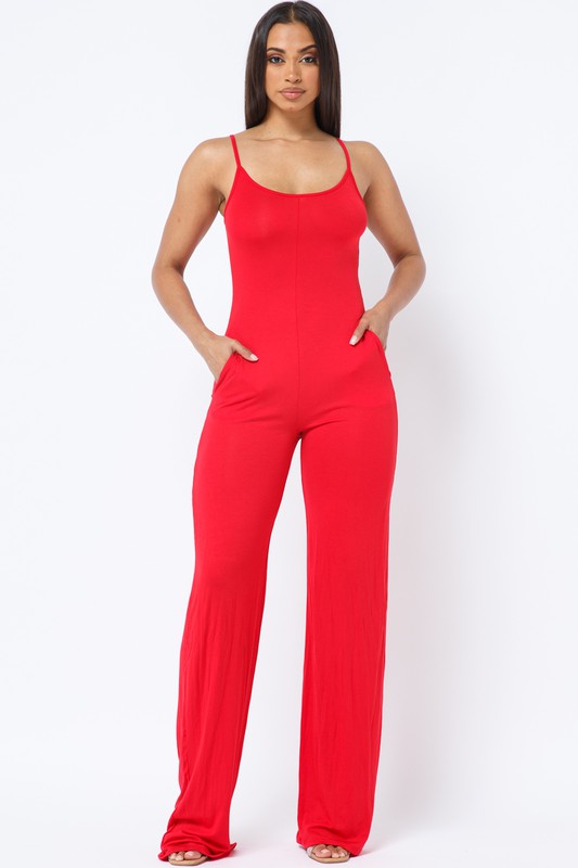 BILLIE SPAGHETTI STRAP SOLID OVER SIZED LEG JUMPSUIT - Style Baby OMG Fashion Boutique - Stylebabyomg - Buy - Aesthetic Baddie Outfits - Babyboo - OOTD - Shie 