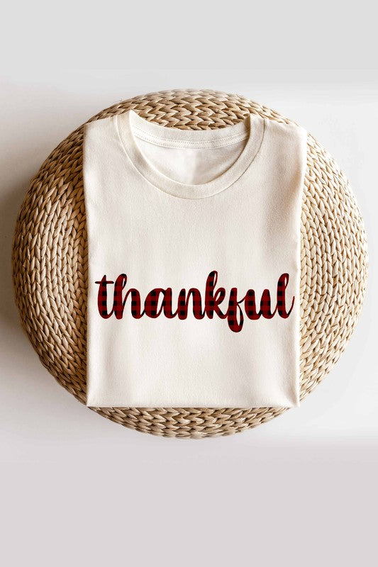 PLAID THANKFUL GRAPHIC TEE - Style Baby OMG Fashion Boutique - Stylebabyomg - Buy - Aesthetic Baddie Outfits - Babyboo - OOTD - Shie 