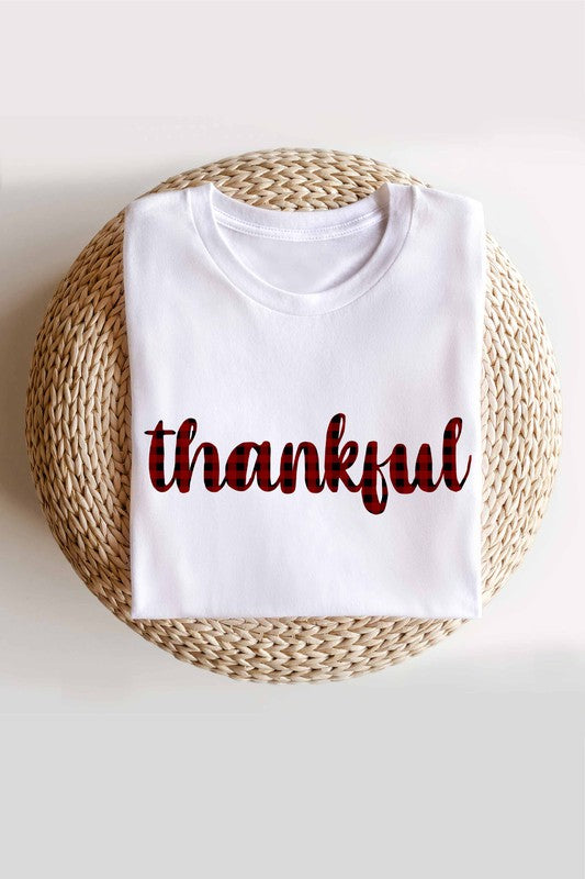 PLAID THANKFUL GRAPHIC TEE - Style Baby OMG Fashion Boutique - Stylebabyomg - Buy - Aesthetic Baddie Outfits - Babyboo - OOTD - Shie 
