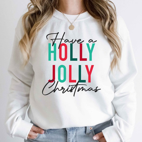 Holly Jolly Christmas Sweatshirt - Style Baby OMG Fashion Boutique - Stylebabyomg - Buy - Aesthetic Baddie Outfits - Babyboo - OOTD - Shie 