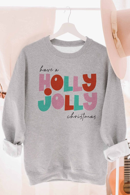 HOLLY JOLLY CHRISTMAS GRAPHIC SWEATSHIRT - Style Baby OMG Fashion Boutique - Stylebabyomg - Buy - Aesthetic Baddie Outfits - Babyboo - OOTD - Shie 