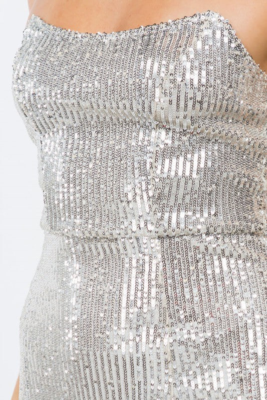 Pamela Silver Sequin Tube Mini Dress - Style Baby OMG Fashion Boutique - Stylebabyomg - Buy - Aesthetic Baddie Outfits - Babyboo - OOTD - Shie 
