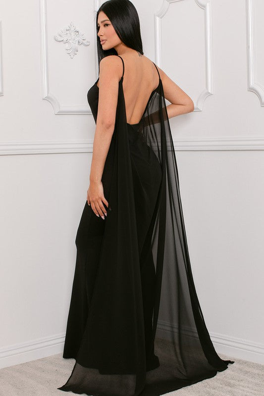 Stella Cape Dress (Black) - Style Baby OMG Fashion Boutique - Stylebabyomg - Buy - Aesthetic Baddie Outfits - Babyboo - OOTD - Shie 