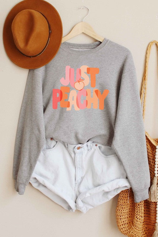 JUST PEACHY GRAPHIC SWEATSHIRT - Style Baby OMG Fashion Boutique - Stylebabyomg - Buy - Aesthetic Baddie Outfits - Babyboo - OOTD - Shie 