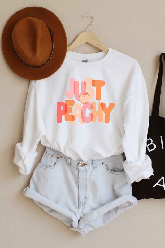JUST PEACHY GRAPHIC SWEATSHIRT PLUS SIZE - Style Baby OMG Fashion Boutique - Stylebabyomg - Buy - Aesthetic Baddie Outfits - Babyboo - OOTD - Shie 