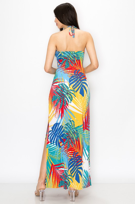 Sexsi Tropical Halter Maxi Dress - Style Baby OMG Fashion Boutique - Stylebabyomg - Buy - Aesthetic Baddie Outfits - Babyboo - OOTD - Shie 