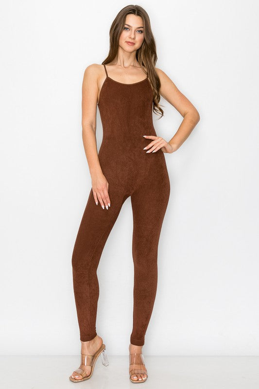 Amexlie Textured Seamless Jumpsuit (Brown) - Style Baby OMG Fashion Boutique - Stylebabyomg - Buy - Aesthetic Baddie Outfits - Babyboo - OOTD - Shie 