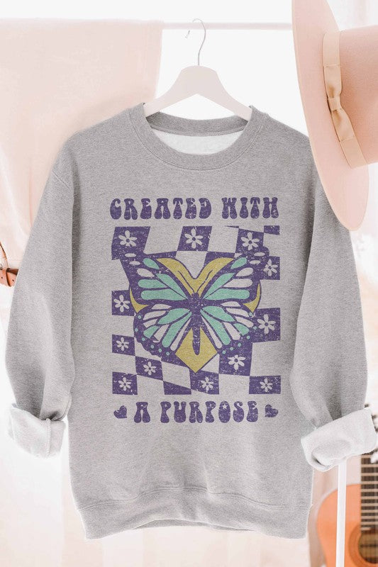 CREATED WITH A PURPOSE GRAPHIC SWEATSHIRT - Style Baby OMG Fashion Boutique - Stylebabyomg - Buy - Aesthetic Baddie Outfits - Babyboo - OOTD - Shie 