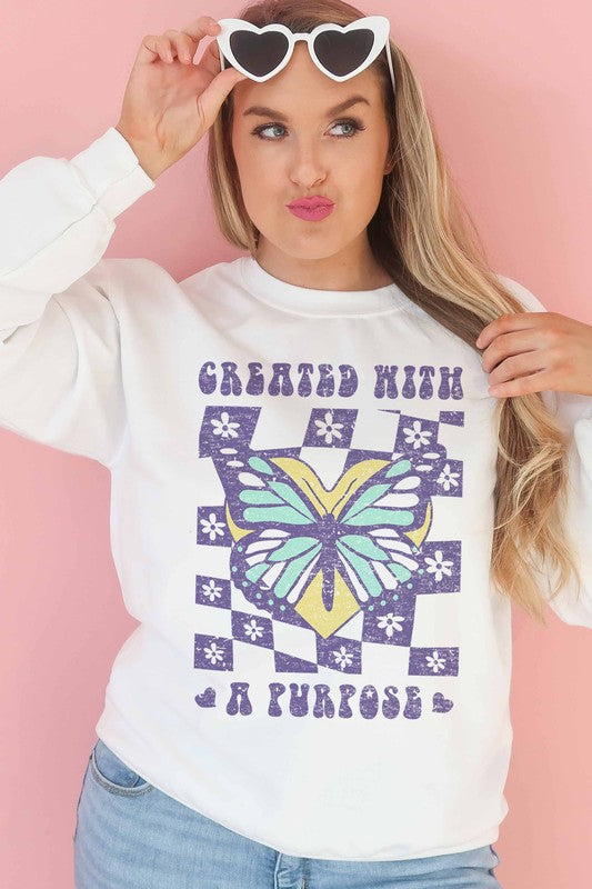 CREATED WITH A PURPOSE GRAPHIC SWEATSHIRT - Style Baby OMG Fashion Boutique - Stylebabyomg - Buy - Aesthetic Baddie Outfits - Babyboo - OOTD - Shie 
