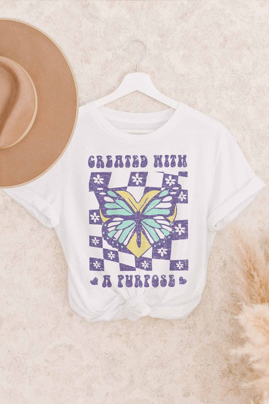 CREATED WITH A PURPOSE GRAPHIC TEE - Style Baby OMG Fashion Boutique - Stylebabyomg - Buy - Aesthetic Baddie Outfits - Babyboo - OOTD - Shie 