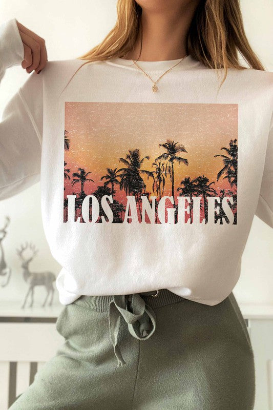 LOS ANGELES SUNSET GRAPHIC SWEATSHIRT - Style Baby OMG Fashion Boutique - Stylebabyomg - Buy - Aesthetic Baddie Outfits - Babyboo - OOTD - Shie 