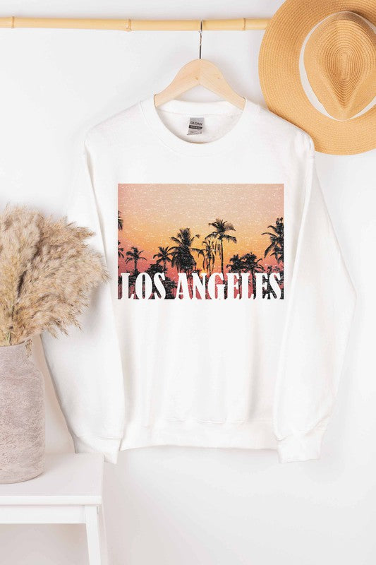 LOS ANGELES SUNSET GRAPHIC SWEATSHIRT - Style Baby OMG Fashion Boutique - Stylebabyomg - Buy - Aesthetic Baddie Outfits - Babyboo - OOTD - Shie 