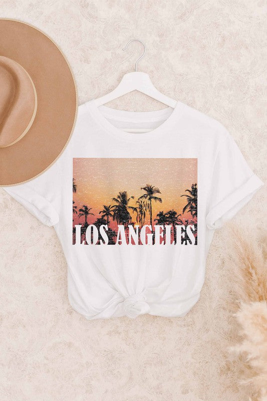 LOS ANGELES SUNSET GRAPHIC TEE - Style Baby OMG Fashion Boutique - Stylebabyomg - Buy - Aesthetic Baddie Outfits - Babyboo - OOTD - Shie 