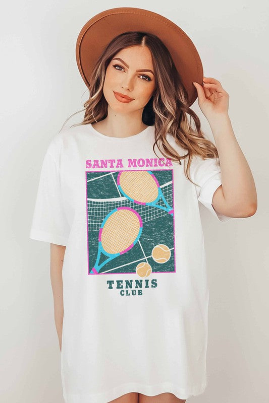 SANTA MONICA TENNIS CLUB GRAPHIC TEE - Style Baby OMG Fashion Boutique - Stylebabyomg - Buy - Aesthetic Baddie Outfits - Babyboo - OOTD - Shie 