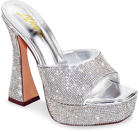 Cho Silver Rhinestone Platform Heels - Style Baby OMG Fashion Boutique - Stylebabyomg - Buy - Aesthetic Baddie Outfits - Babyboo - OOTD - Shie 