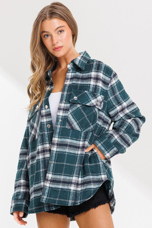 Gina Oversized Flannel Jacket - Style Baby OMG Fashion Boutique - Stylebabyomg - Buy - Aesthetic Baddie Outfits - Babyboo - OOTD - Shie 