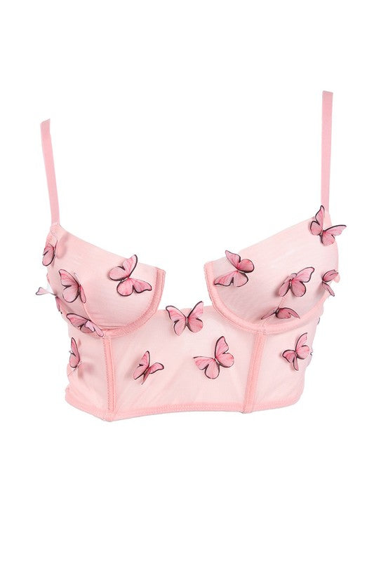 Kendall Butterfly Corset Top (Pink) - Style Baby OMG Fashion Boutique - Stylebabyomg - Buy - Aesthetic Baddie Outfits - Babyboo - OOTD - Shie 