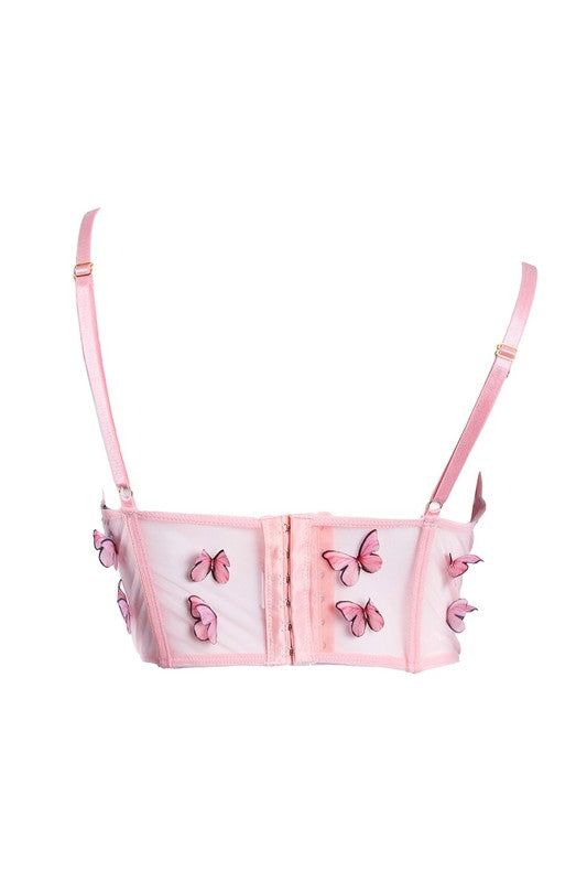 Kendall Butterfly Corset Top (Pink) - Style Baby OMG Fashion Boutique - Stylebabyomg - Buy - Aesthetic Baddie Outfits - Babyboo - OOTD - Shie 