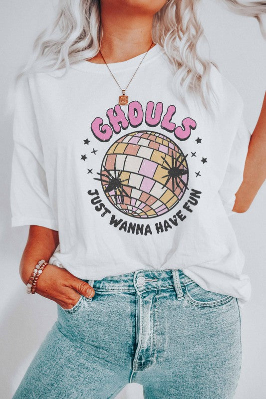 GHOULS JUST WANNA HAVE FUN GRAPHIC TEE - Style Baby OMG Fashion Boutique - Stylebabyomg - Buy - Aesthetic Baddie Outfits - Babyboo - OOTD - Shie 