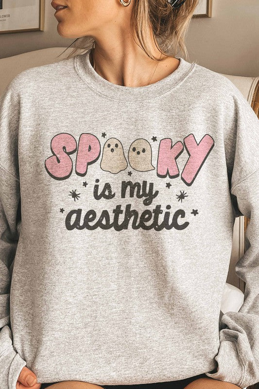 SPOOKY IS MY AESTHETIC GRAPHIC SWEATSHIRT - Style Baby OMG Fashion Boutique - Stylebabyomg - Buy - Aesthetic Baddie Outfits - Babyboo - OOTD - Shie 