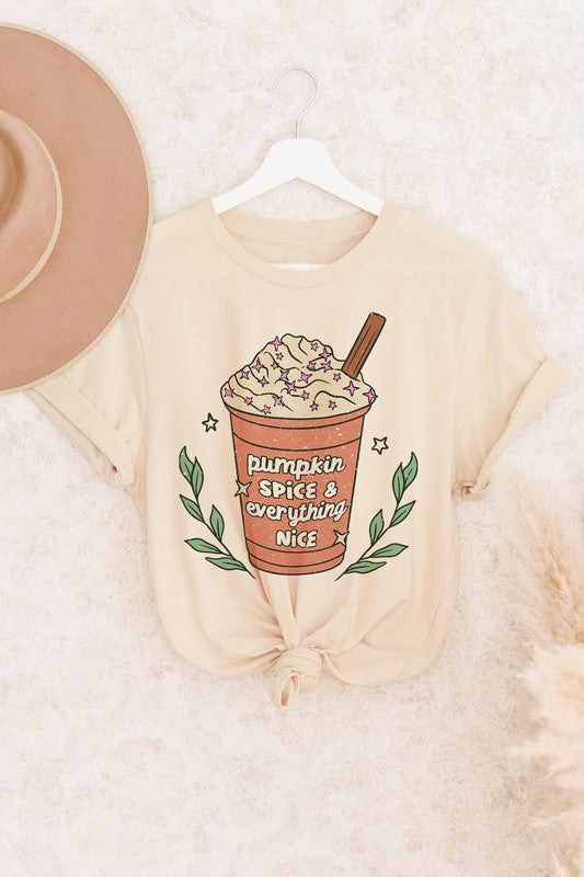PUMPKIN SPICE & EVERYTHING NICE GRAPHIC TEE - Style Baby OMG Fashion Boutique - Stylebabyomg - Buy - Aesthetic Baddie Outfits - Babyboo - OOTD - Shie 