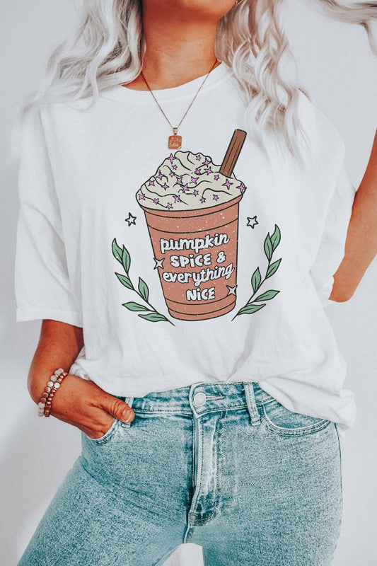 PUMPKIN SPICE GRAPHIC TEE PLUS SIZE - Style Baby OMG Fashion Boutique - Stylebabyomg - Buy - Aesthetic Baddie Outfits - Babyboo - OOTD - Shie 