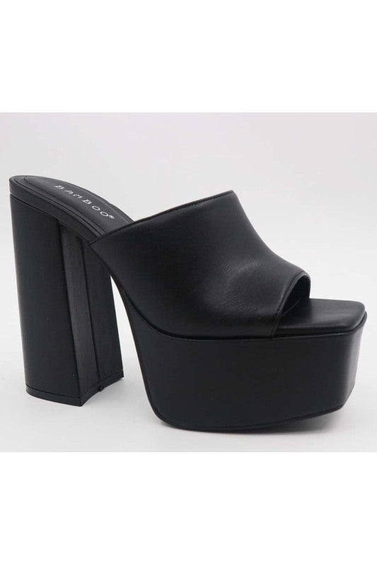 SM Platform Mules (Black) - Style Baby OMG Fashion Boutique - Stylebabyomg - Buy - Aesthetic Baddie Outfits - Babyboo - OOTD - Shie 