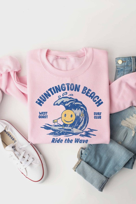 HUNTINGTON BEACH GRAPHIC SWEATSHIRT - Style Baby OMG Fashion Boutique - Stylebabyomg - Buy - Aesthetic Baddie Outfits - Babyboo - OOTD - Shie 