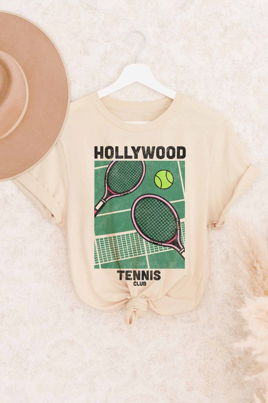 HOLLYWOOD TENNIS CLUB GRAPHIC TEE - Style Baby OMG Fashion Boutique - Stylebabyomg - Buy - Aesthetic Baddie Outfits - Babyboo - OOTD - Shie 
