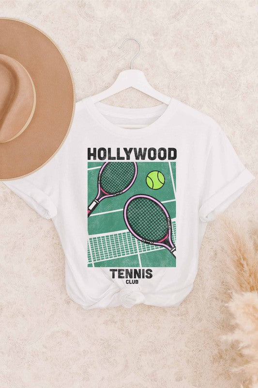 HOLLYWOOD TENNIS CLUB GRAPHIC TEE PLUS SIZE - Style Baby OMG Fashion Boutique - Stylebabyomg - Buy - Aesthetic Baddie Outfits - Babyboo - OOTD - Shie 