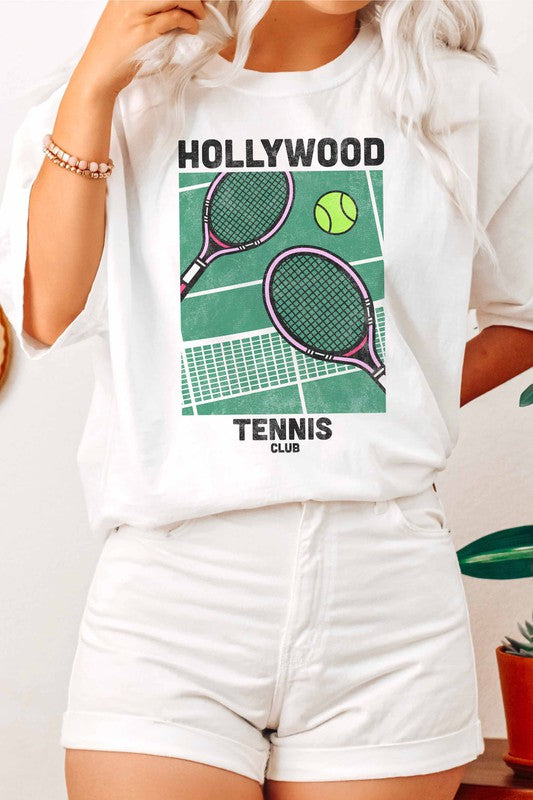 HOLLYWOOD TENNIS CLUB GRAPHIC TEE PLUS SIZE - Style Baby OMG Fashion Boutique - Stylebabyomg - Buy - Aesthetic Baddie Outfits - Babyboo - OOTD - Shie 