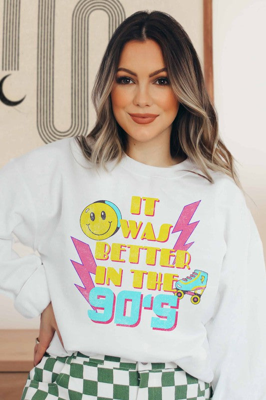 IT WAS BETTER IN THE 90S GRAPHIC SWEATSHIRT - Style Baby OMG Fashion Boutique - Stylebabyomg - Buy - Aesthetic Baddie Outfits - Babyboo - OOTD - Shie 