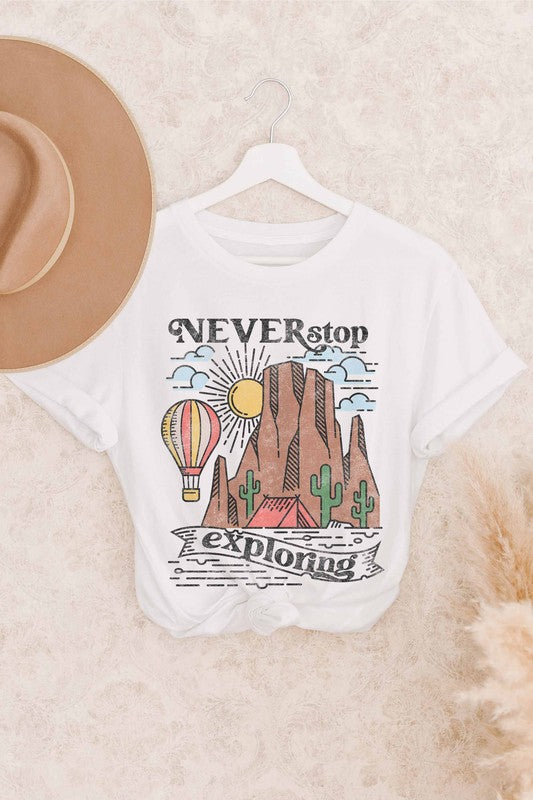 NEVER STOP EXPLORING GRAPHIC TEE PLUS SIZE - Style Baby OMG Fashion Boutique - Stylebabyomg - Buy - Aesthetic Baddie Outfits - Babyboo - OOTD - Shie 