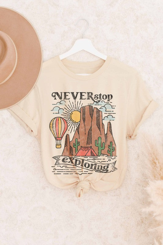NEVER STOP EXPLORING GRAPHIC TEE - Style Baby OMG Fashion Boutique - Stylebabyomg - Buy - Aesthetic Baddie Outfits - Babyboo - OOTD - Shie 