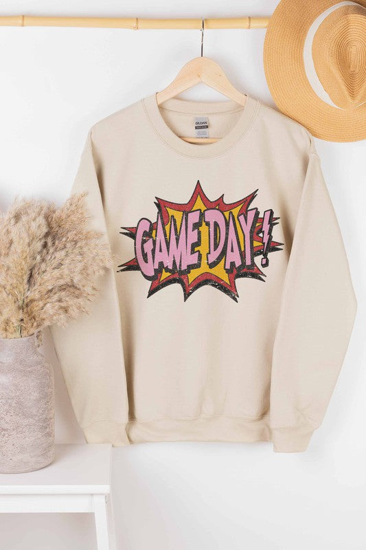 GAME DAY GRAPHIC SWEATSHIRT - Style Baby OMG Fashion Boutique - Stylebabyomg - Buy - Aesthetic Baddie Outfits - Babyboo - OOTD - Shie 