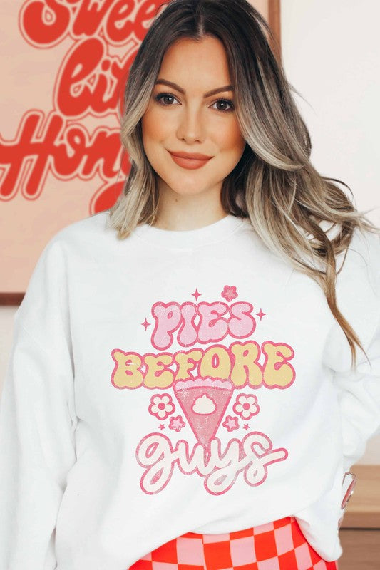 PIES BEFORE GUYS SWEATSHIRT PLUS SIZE - Style Baby OMG Fashion Boutique - Stylebabyomg - Buy - Aesthetic Baddie Outfits - Babyboo - OOTD - Shie 